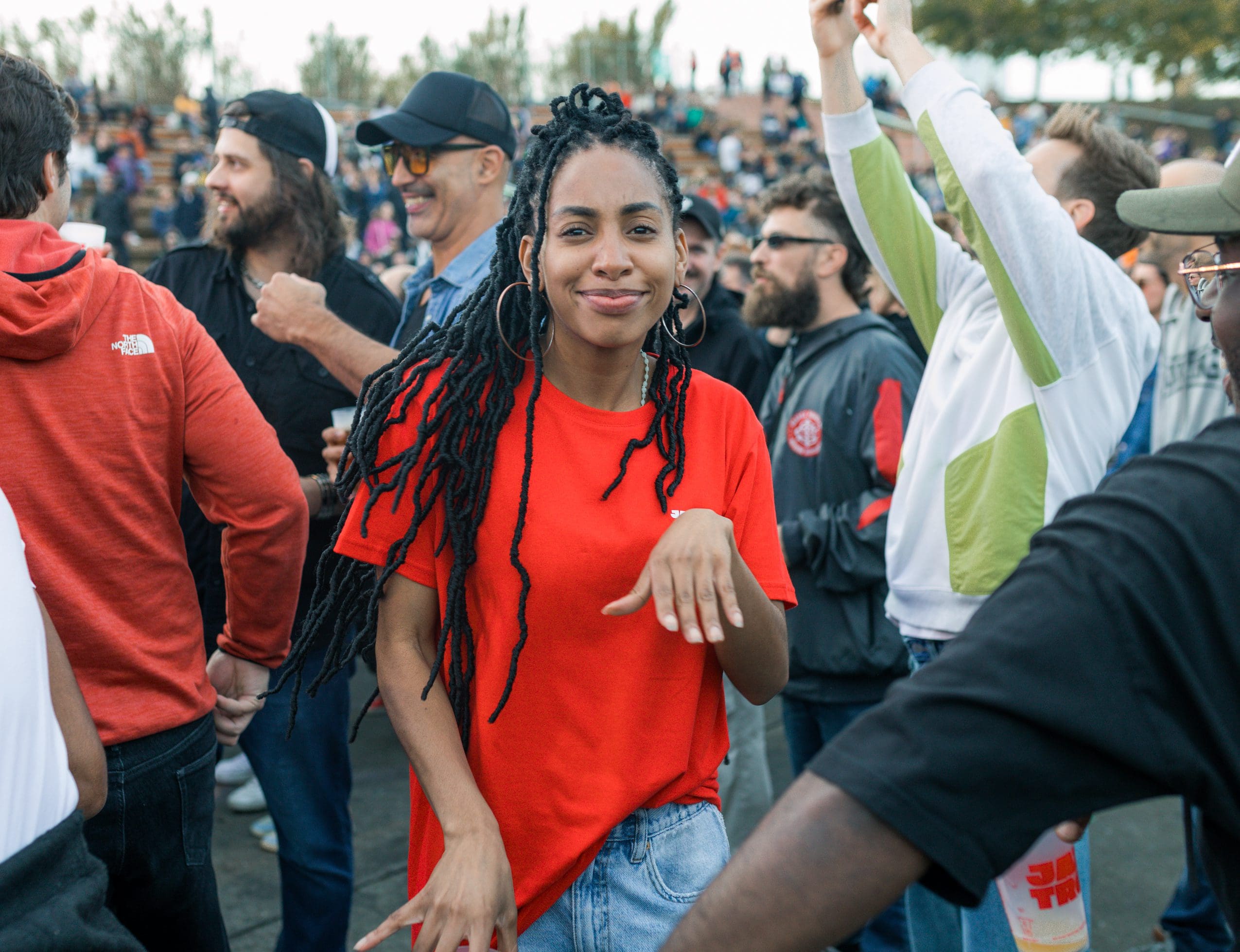 Beautiful woman dancing at Jazztronica Festival, Barcelona