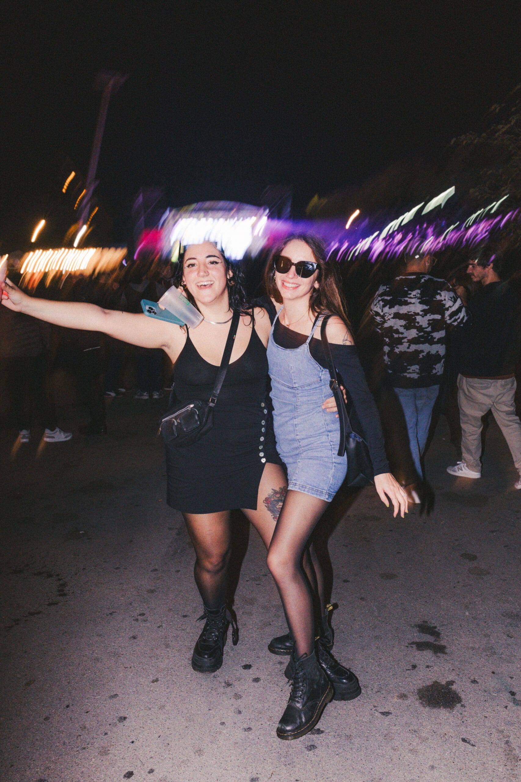 Two europeans girls dancing at Jazztronica Festival, Barcelona